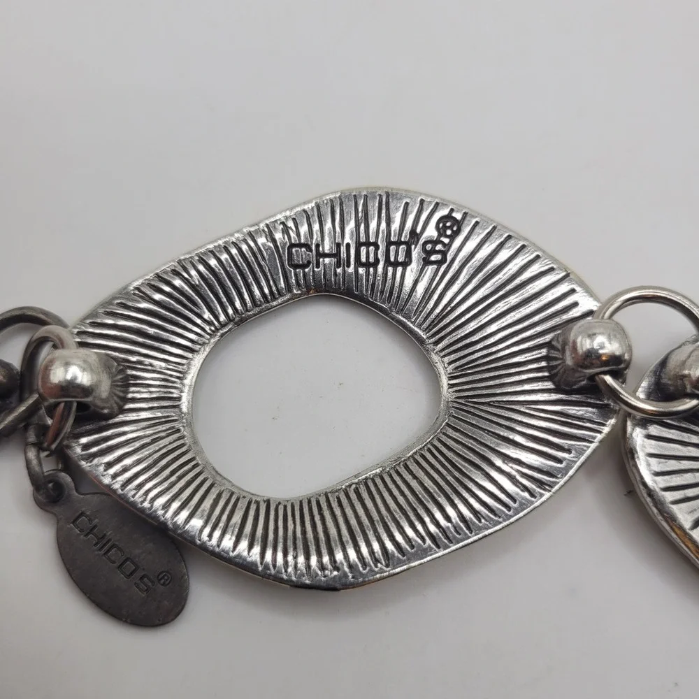 Chico's Belt OS Gold Silver Mixed Metal Hammered Oval Link Chain Adjustable Boho